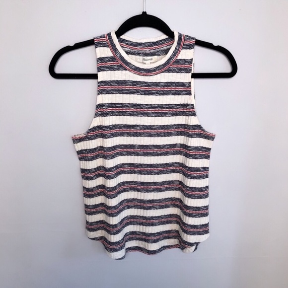 Madewell Tops - Madewell | Ribbed Stripped Sweater Tank High Neck